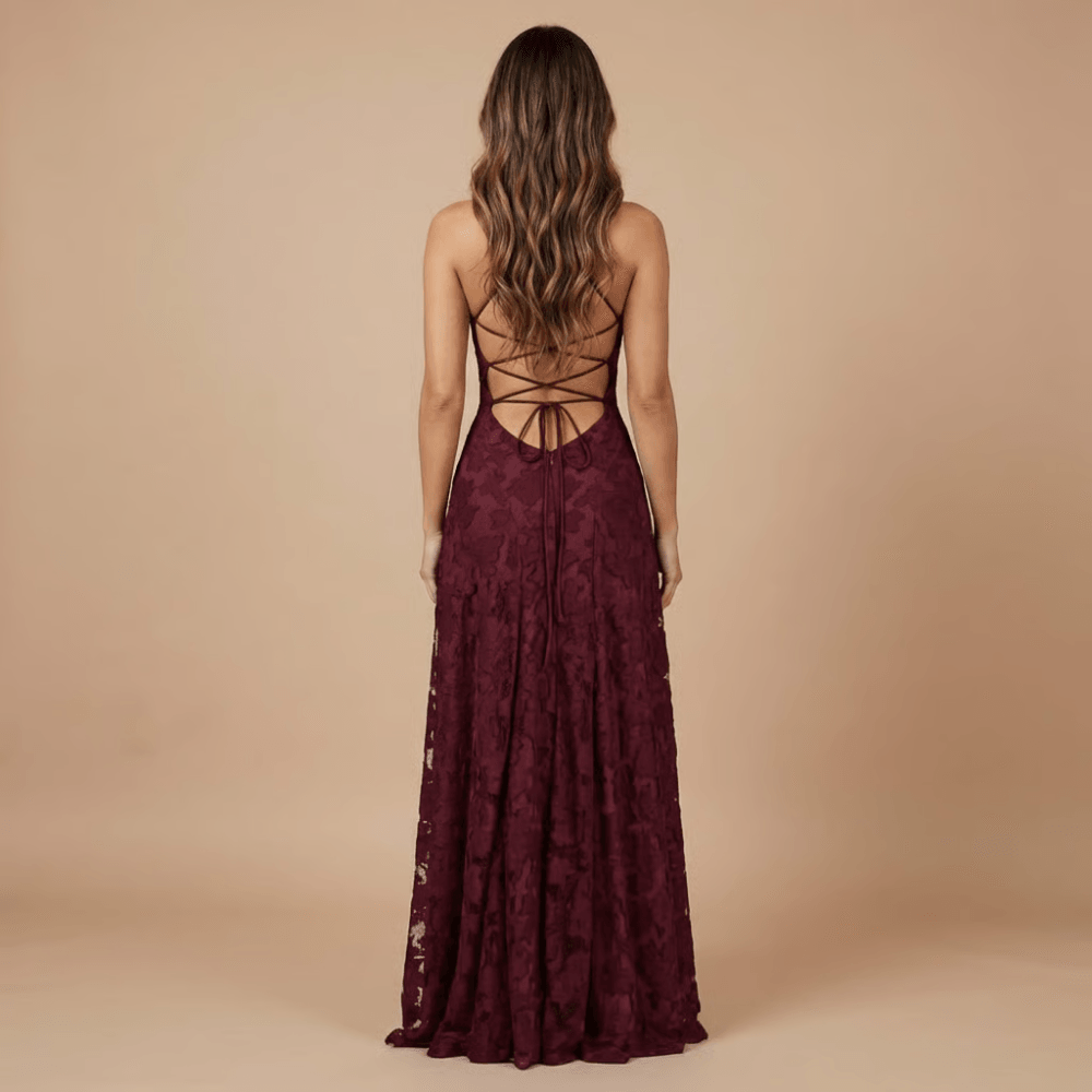 Women's Wedding Guest Floral Lace Maxi Dress Spaghetti Strap