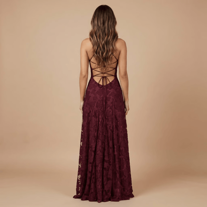 Women's Wedding Guest Floral Lace Maxi Dress Spaghetti Strap