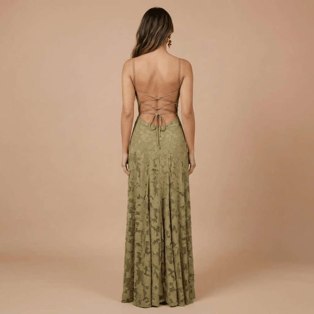 Women's Wedding Guest Floral Lace Maxi Dress Spaghetti Strap
