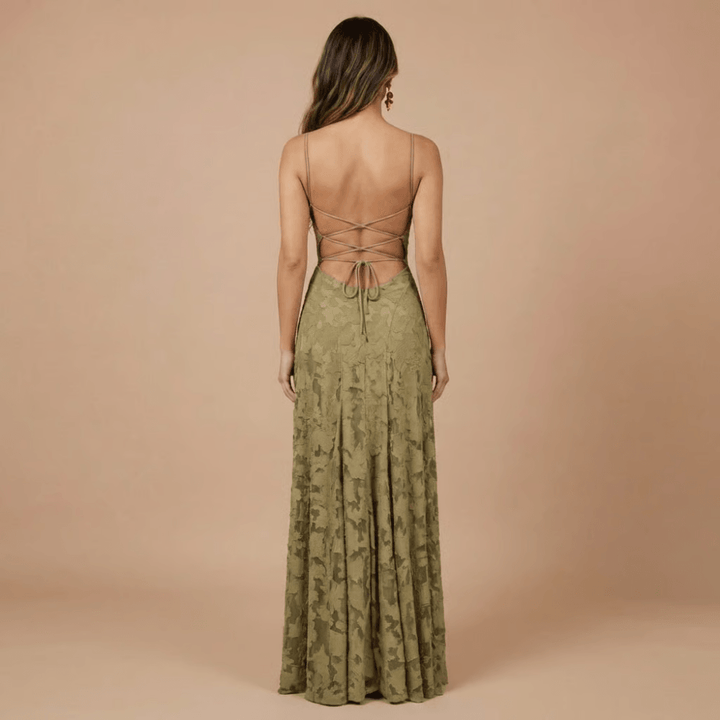 Women's Wedding Guest Floral Lace Maxi Dress Spaghetti Strap