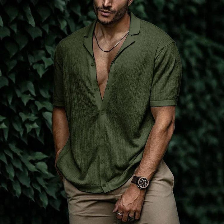 Carlo | Men's Short Sleeve Cuban Collar Button Down Shirt