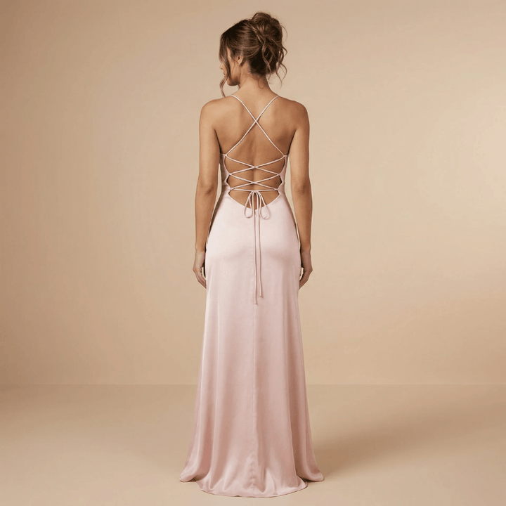 Women's Prom Cowl Neck High Low Maxi Dress