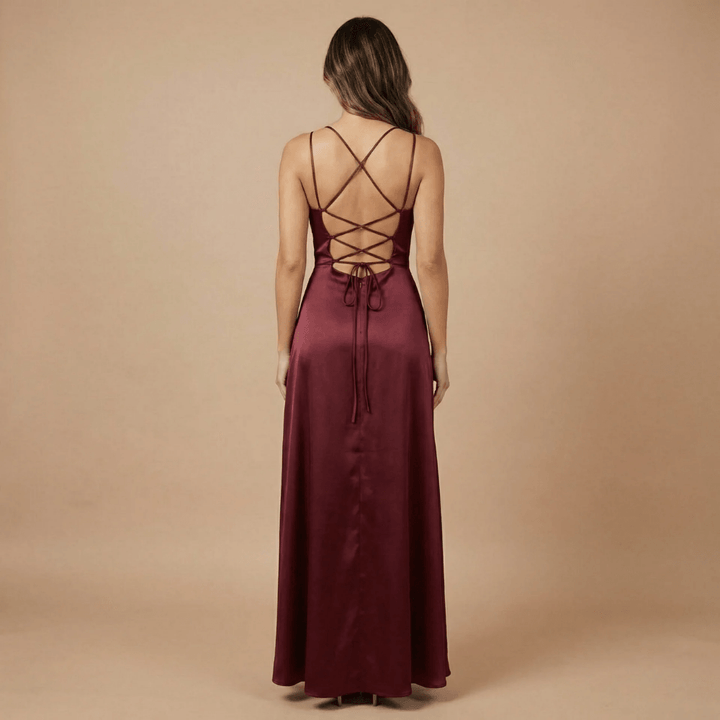 Women's Prom Cowl Neck High Low Maxi Dress