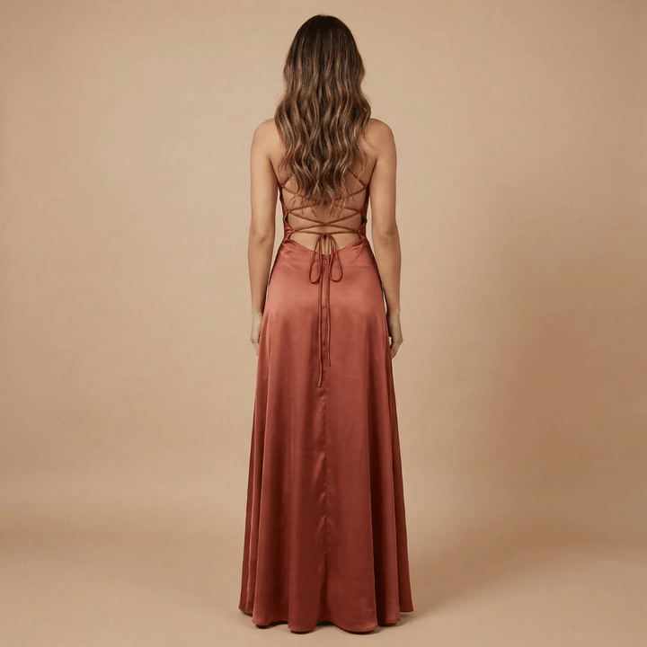 Women's Prom Cowl Neck High Low Maxi Dress