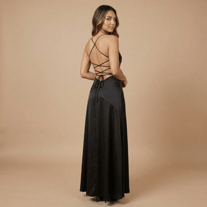 Women's Prom Cowl Neck High Low Maxi Dress