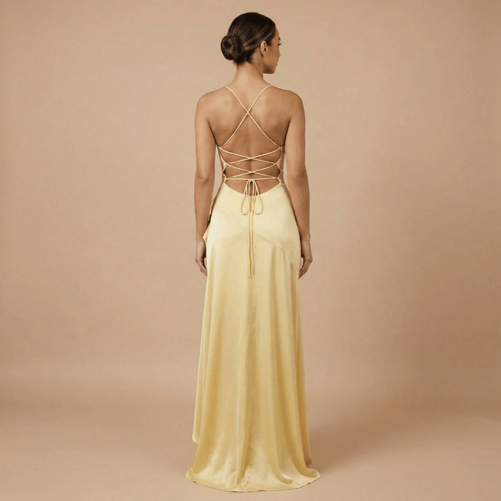 Women's Prom Cowl Neck High Low Maxi Dress