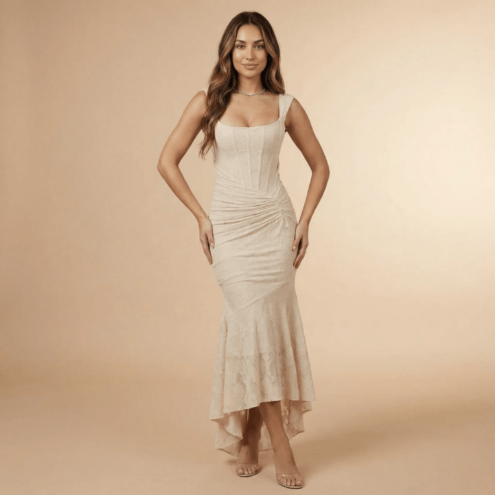 Women's Wedding Guest High Low Corset Maxi Dress