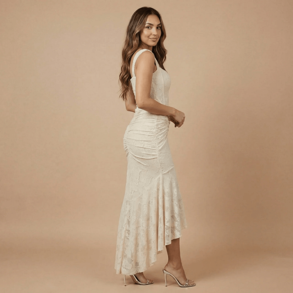 Women's Wedding Guest High Low Corset Maxi Dress