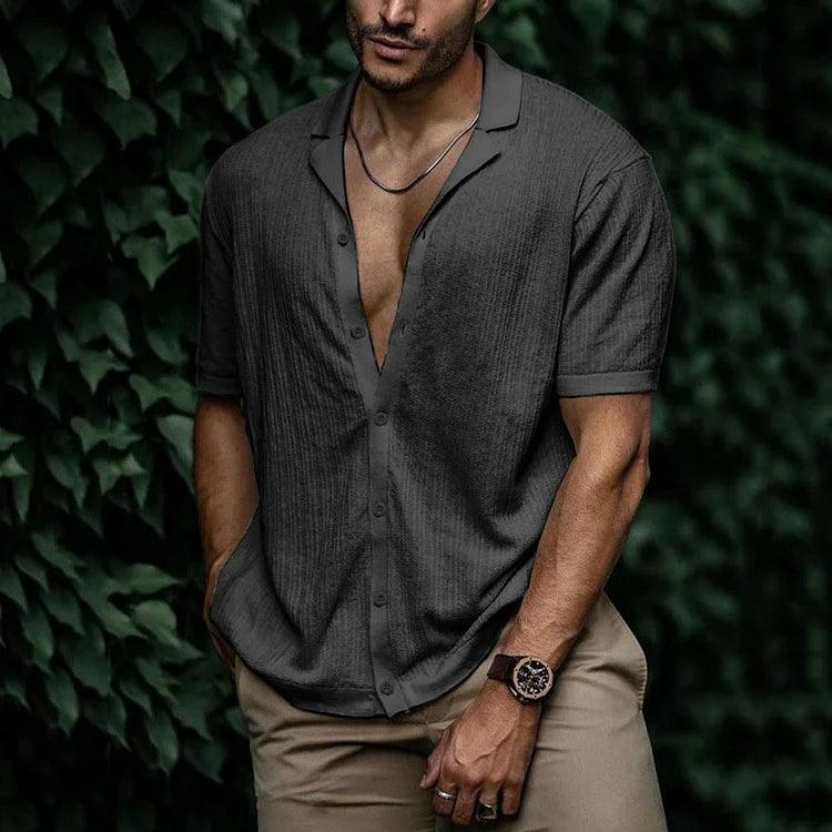 Carlo | Men's Short Sleeve Cuban Collar Button Down Shirt