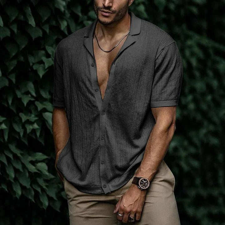 Carlo | Men's Short Sleeve Cuban Collar Button Down Shirt
