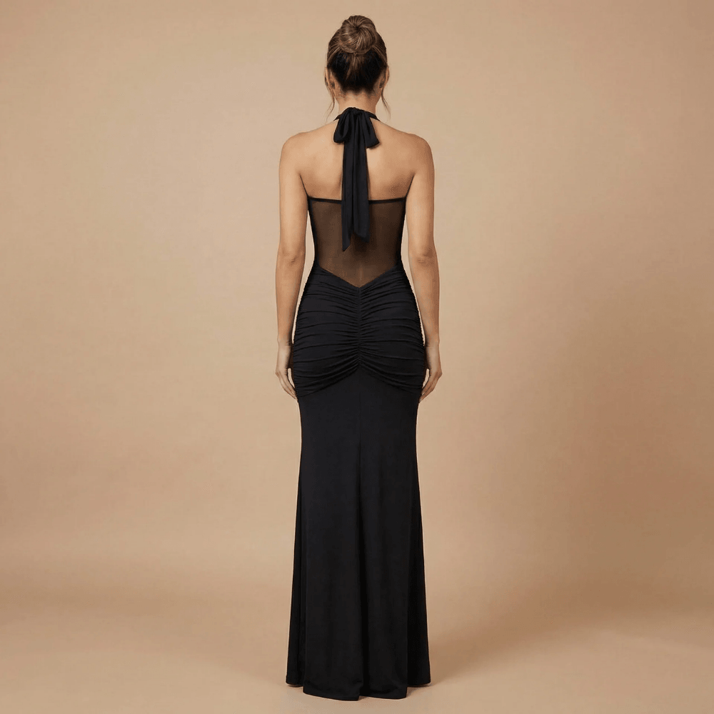 Women's Wedding Guest Sweetheart Halter Maxi Dress