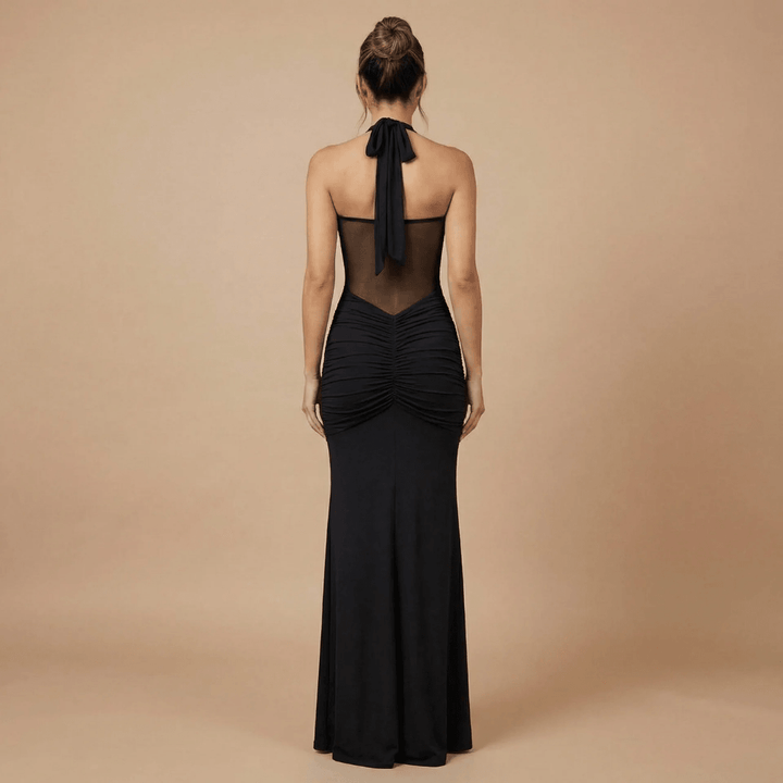 Women's Wedding Guest Sweetheart Halter Maxi Dress