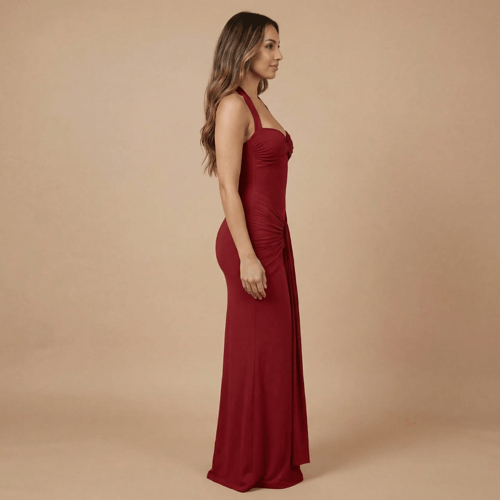 Women's Wedding Guest Sweetheart Halter Maxi Dress