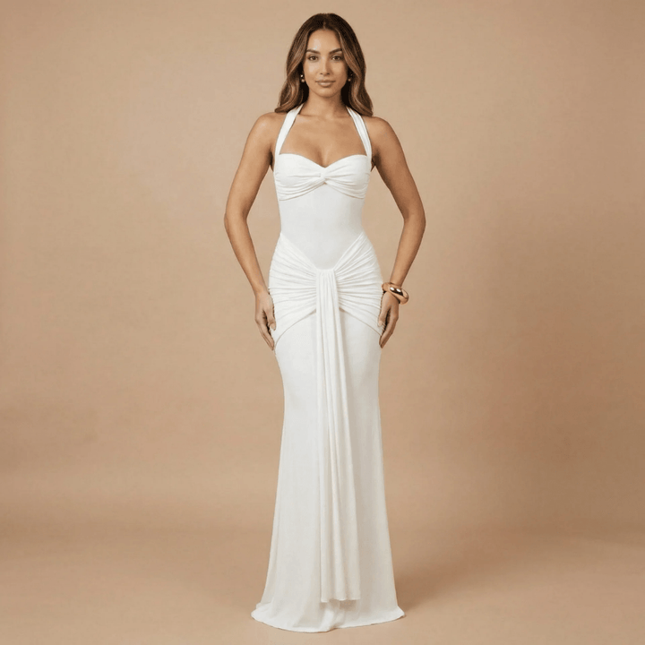 Women's Wedding Guest Sweetheart Halter Maxi Dress