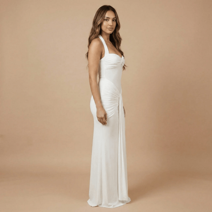 Women's Wedding Guest Sweetheart Halter Maxi Dress