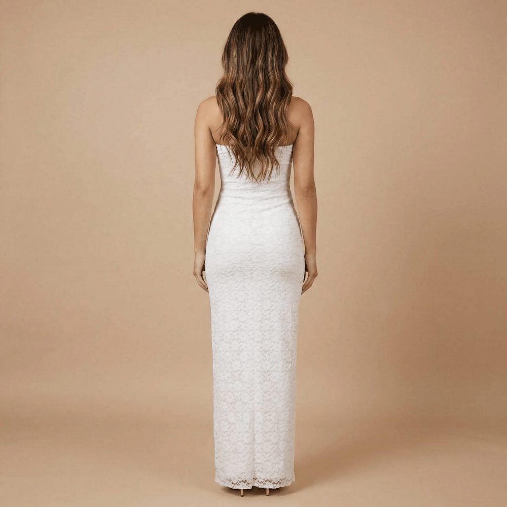 Women's Wedding Guest Strapless Floral Maxi Dress