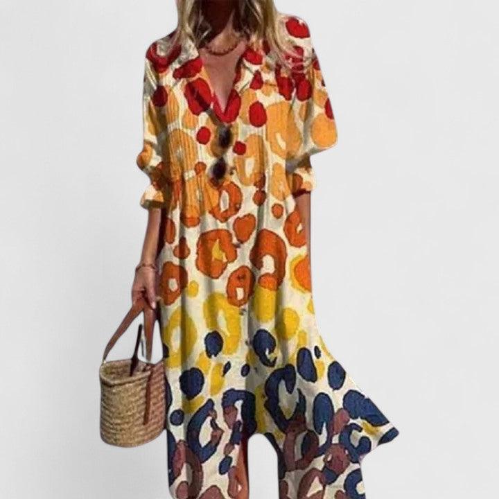 Women's Summer Floral Button Front Maxi Shirt Dress
