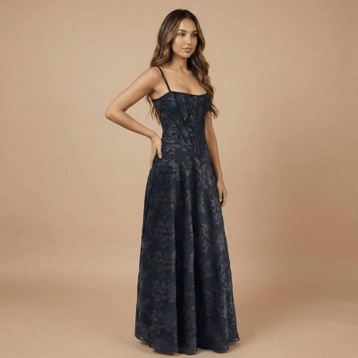 Women's Wedding Guest Floral Corset Maxi Dress