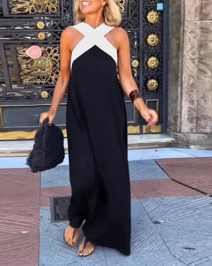 Women's Summer Cross Halter Sleeveless Maxi Dress