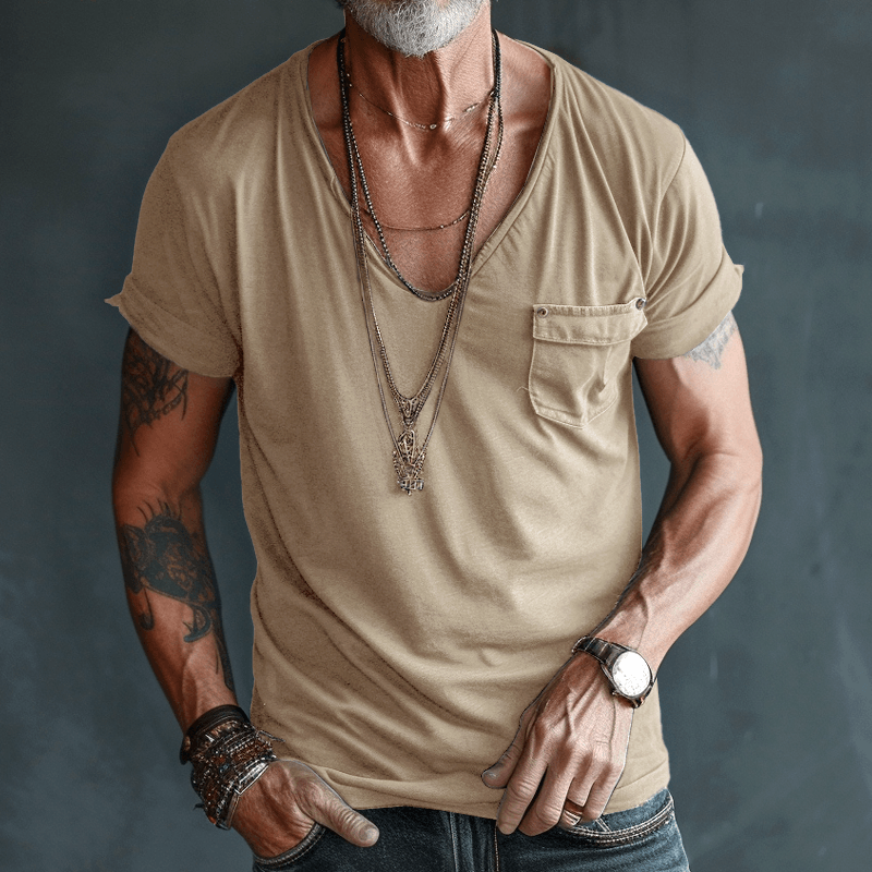 Chino | Men's Classic V-Neck Pocket T-Shirt
