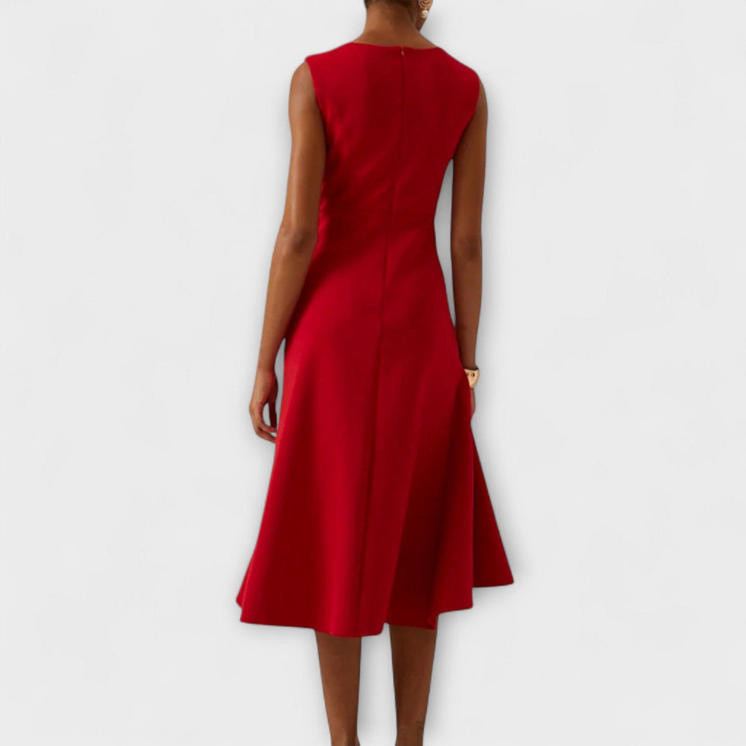 Women's Wedding Guest Sleeveless Asymmetric Midi Dress