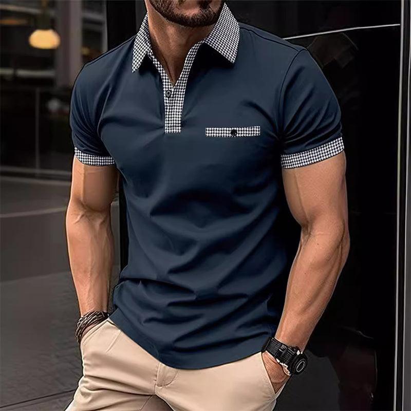 Alvin | Men's Sporty Checkered Detail Polo Shirt