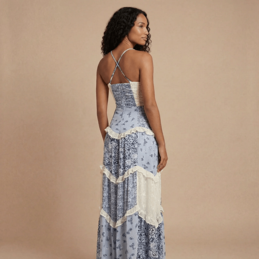 Women's Wedding Guest Floral V Neck Maxi Dress