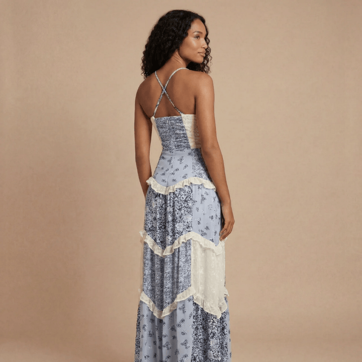 Women's Wedding Guest Floral V Neck Maxi Dress