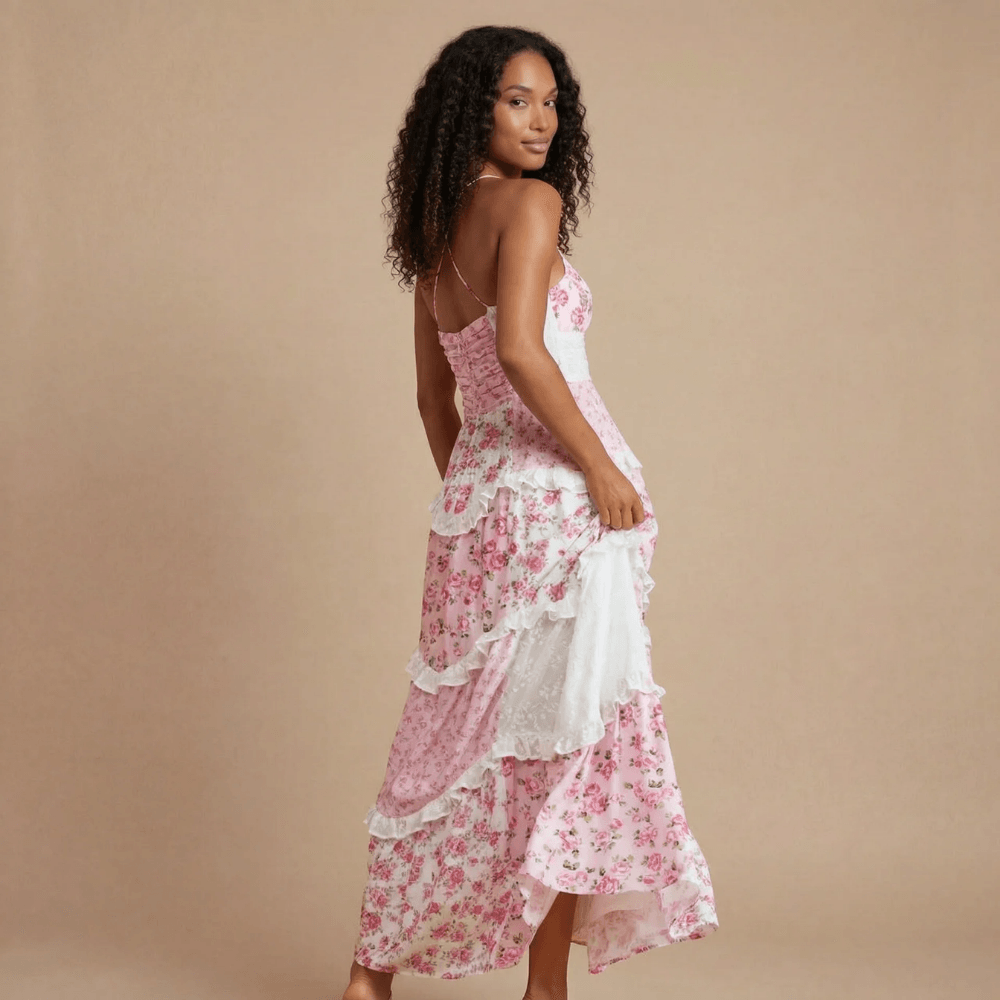 Women's Wedding Guest Floral V Neck Maxi Dress