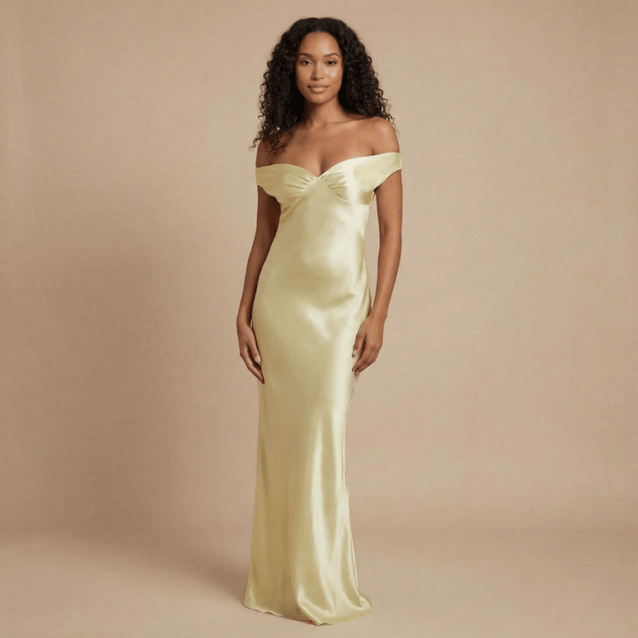 Women's Prom Off Shoulder Satin Maxi Dress