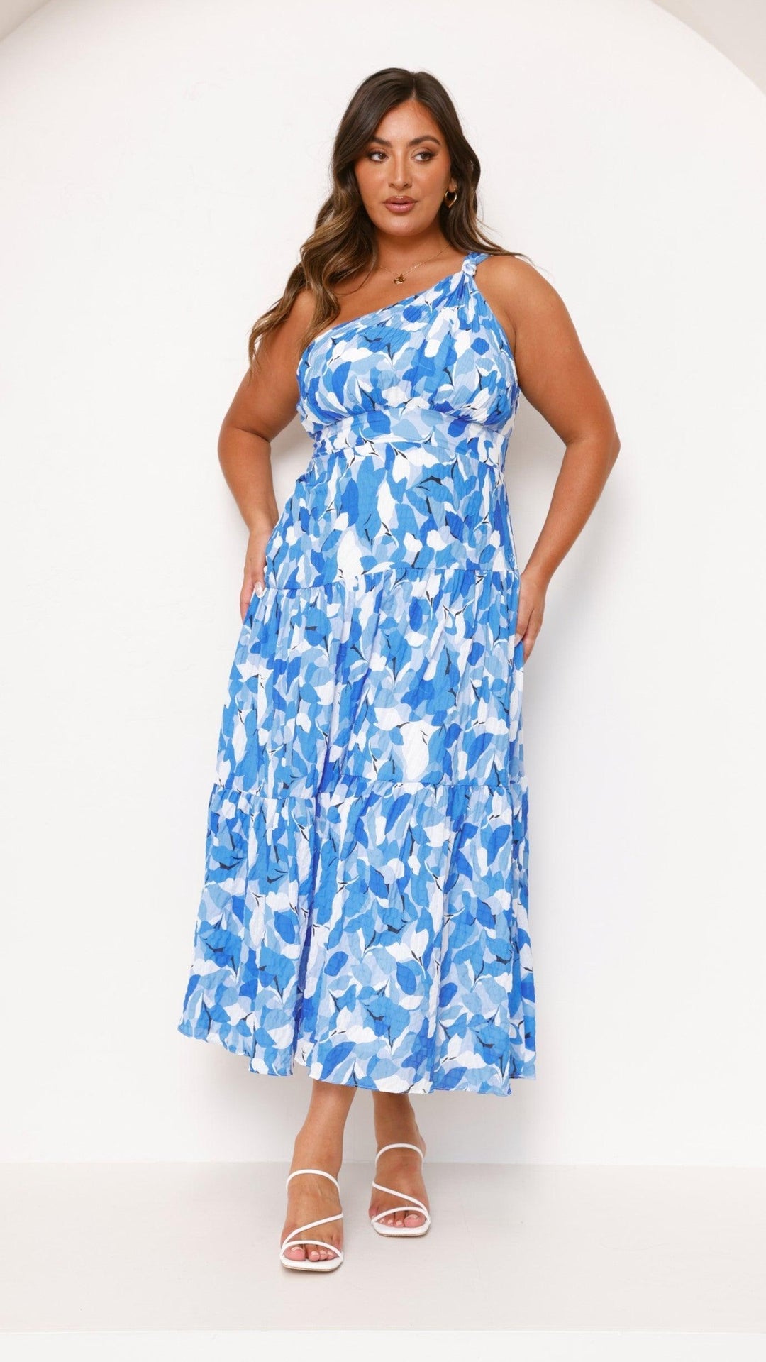 Women's Wedding Guest Floral One Shoulder Maxi Dress
