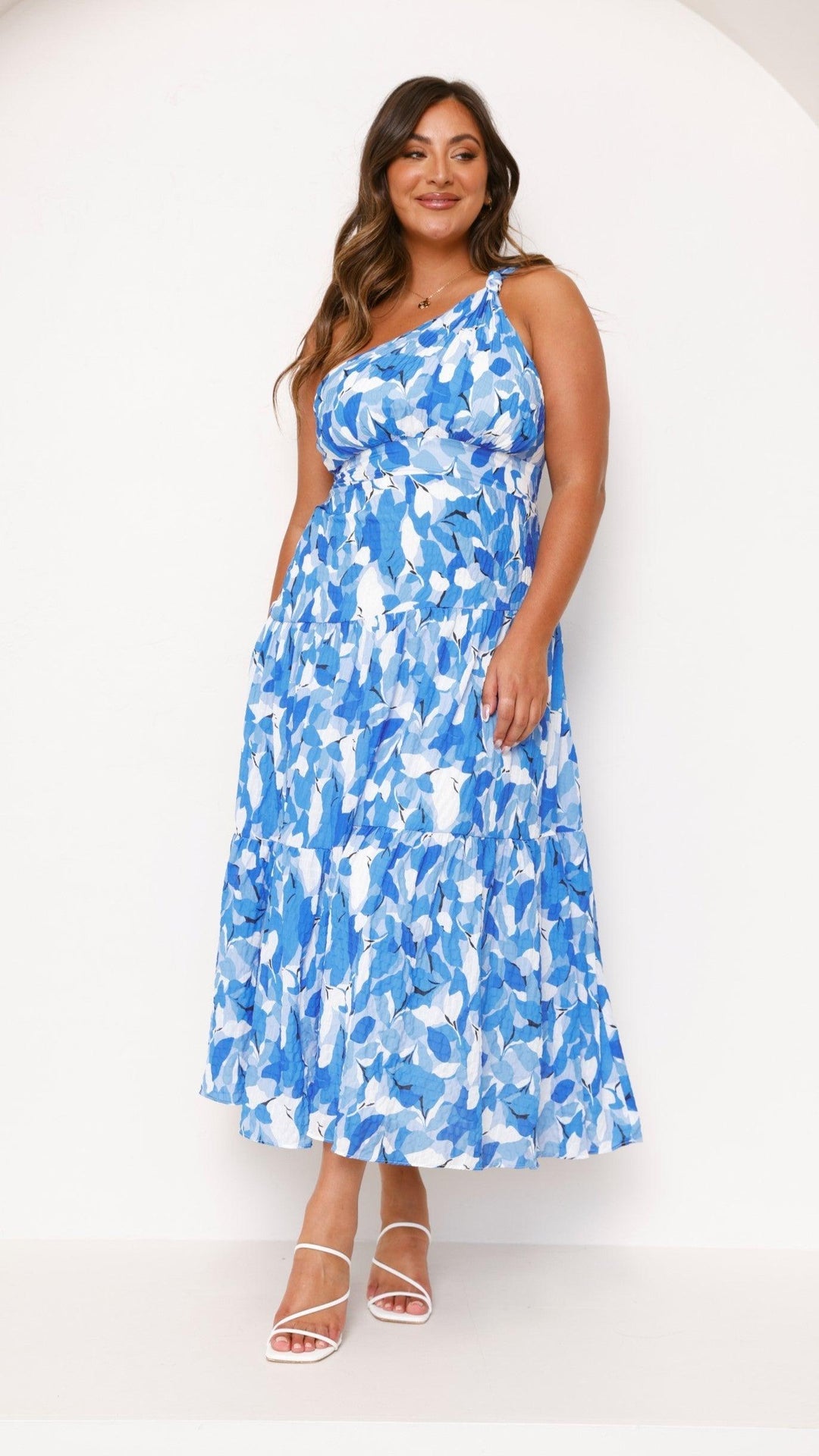Women's Wedding Guest Floral One Shoulder Maxi Dress
