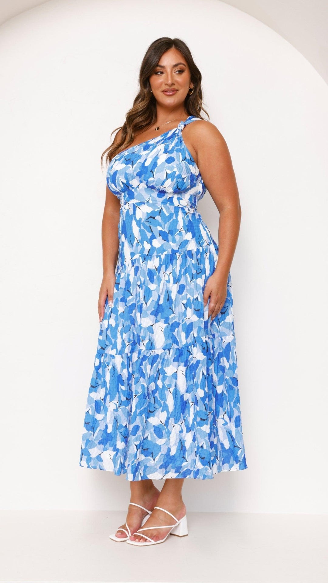 Women's Wedding Guest Floral One Shoulder Maxi Dress