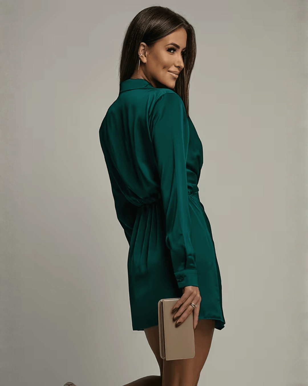 Women's Cocktail Long Sleeve Wrap Mini Dress