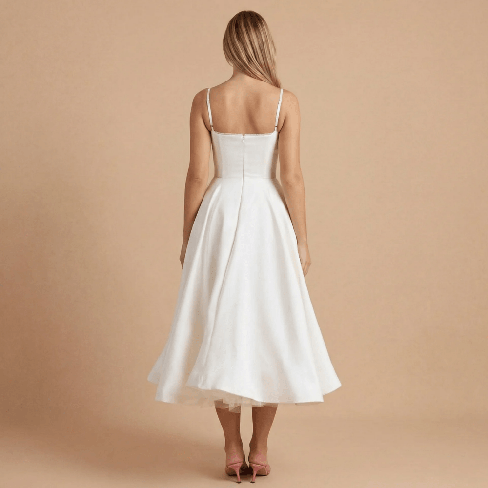 Women's Cocktail Sweetheart Neck Fit and Flare Midi Dress
