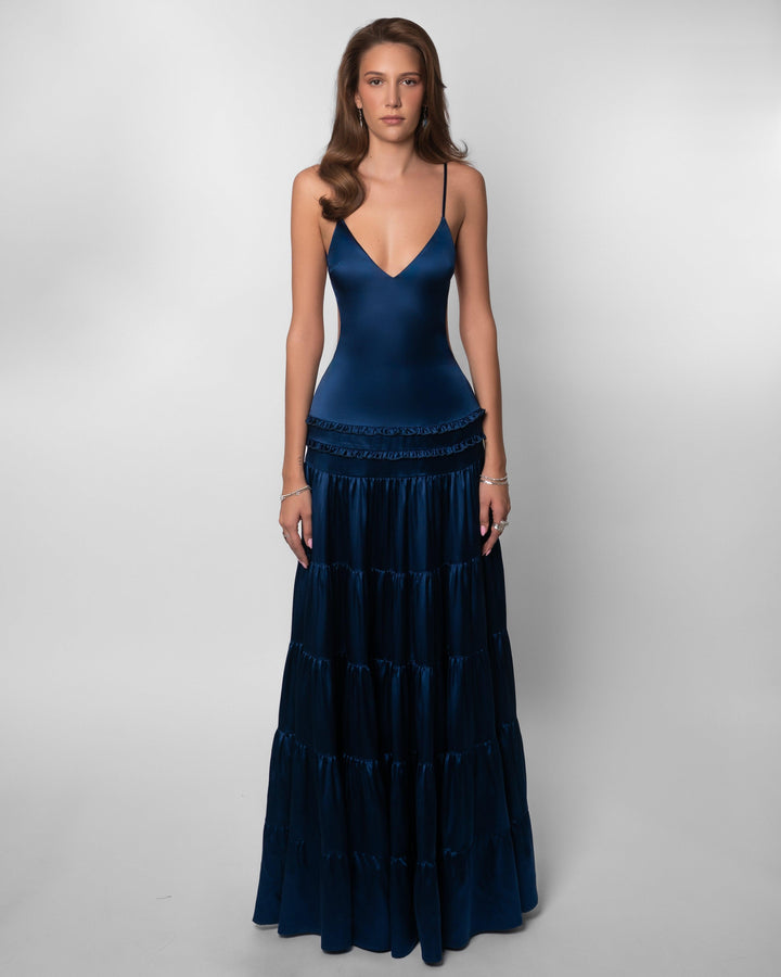 Women's Wedding Guest V Neck Cutout Maxi Dress