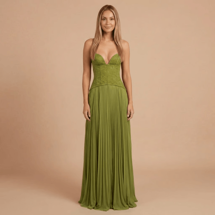 Women's Formal Sweetheart Pleated Maxi Dress