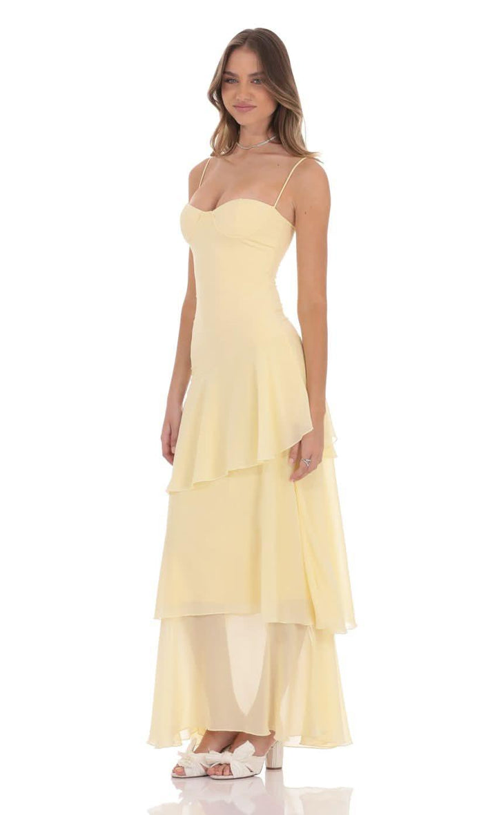 Women's Wedding Guest Sweetheart Ruffle Maxi Dress