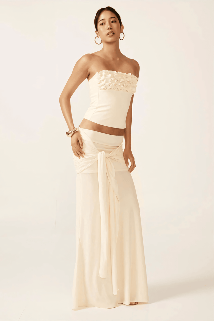 Women's Wedding Guest Strapless Maxi Skirt Set