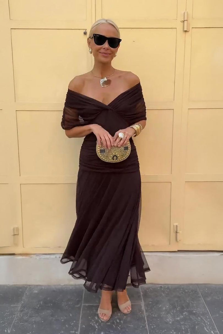 Women's Cocktail Off Shoulder Floral Maxi Dress