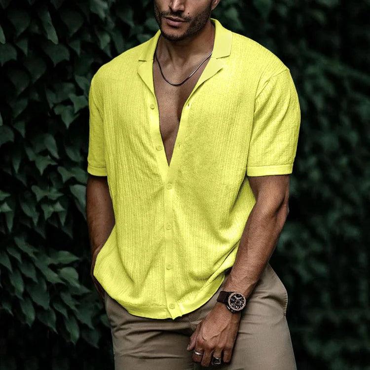 Carlo | Men's Short Sleeve Cuban Collar Button Down Shirt