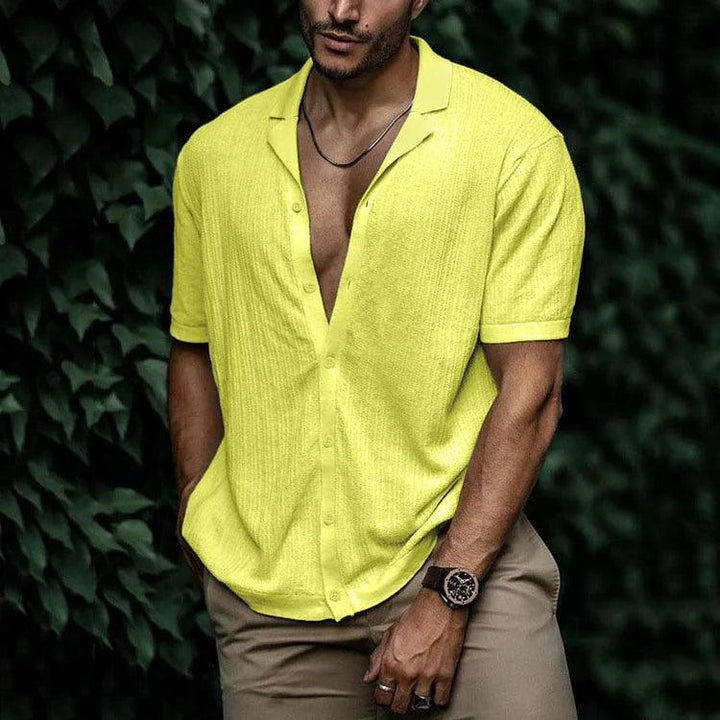 Carlo | Men's Short Sleeve Cuban Collar Button Down Shirt