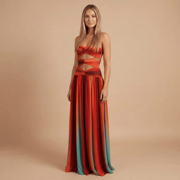 Women's Wedding Guest Strapless Ombre Maxi Dress