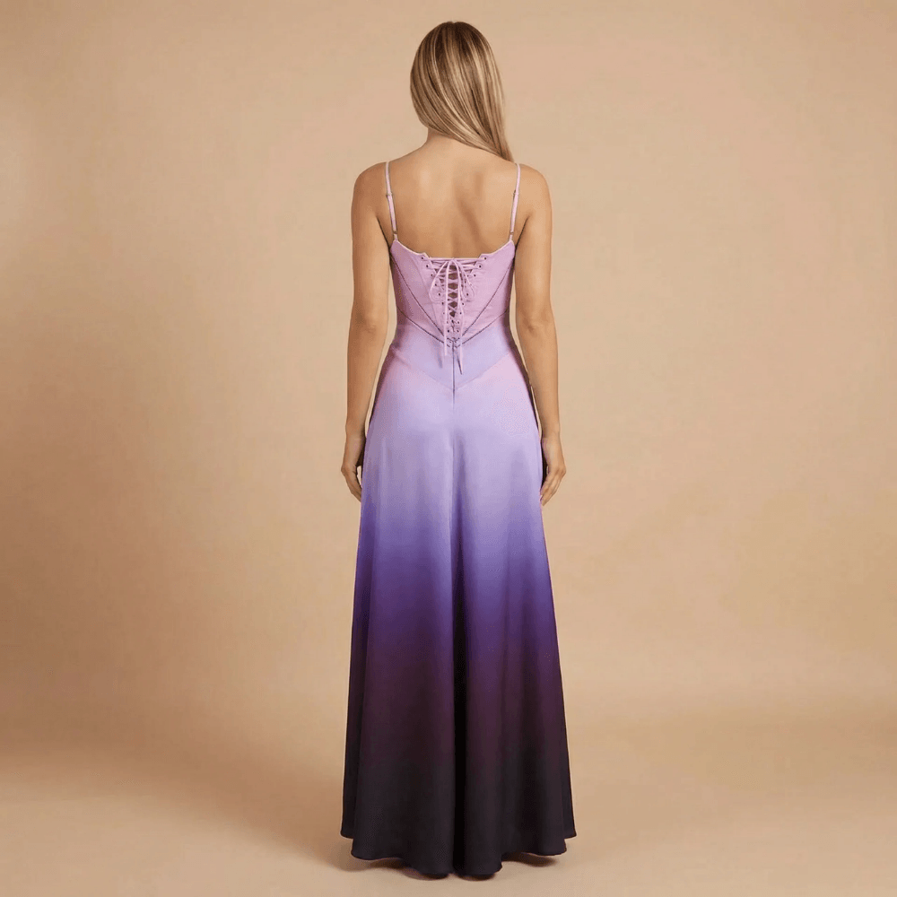 Women's Wedding Guest Satin Square Neck Maxi Dress