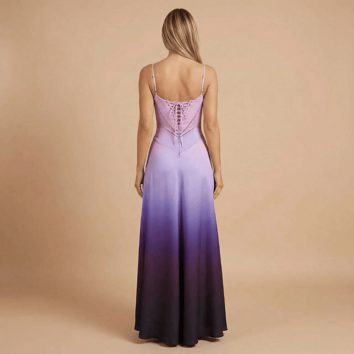 Women's Wedding Guest Satin Square Neck Maxi Dress
