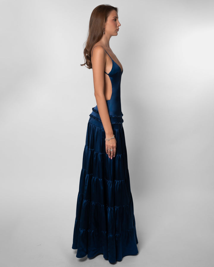 Women's Wedding Guest V Neck Cutout Maxi Dress