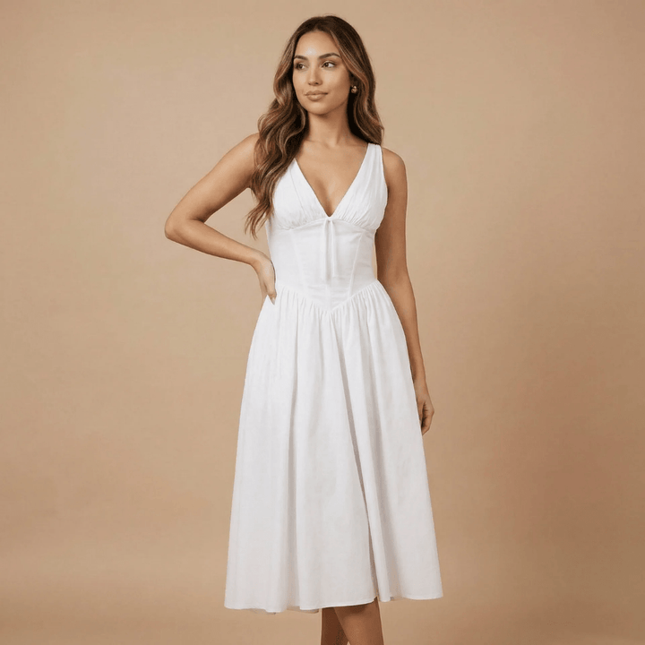 Women's Wedding Guest Floral V Neck Midi Dress