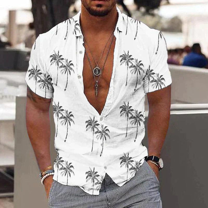 Atlas | Men's Tropical Palm Tree Print Short Sleeve Shirt