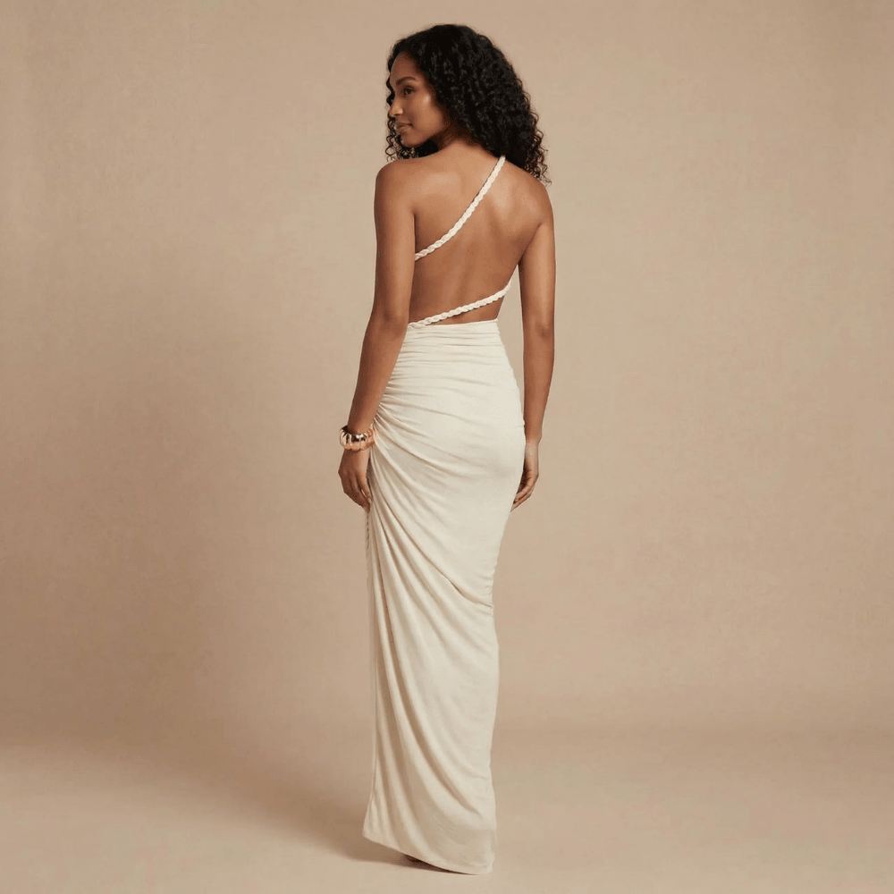 Women's Wedding Guest One Shoulder Cutout Maxi Dress