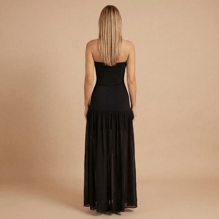 Women's Wedding Guest Strapless Maxi Dress With Split